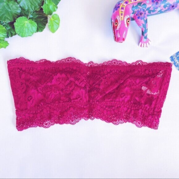Free People Lacey Looks Bralette Burgundy Lace New XS Loungewear Maroon Bandeau - Picture 6 of 13